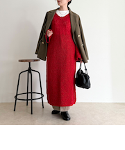 モヘヤ混透かし柄ベルスリーブワンピース