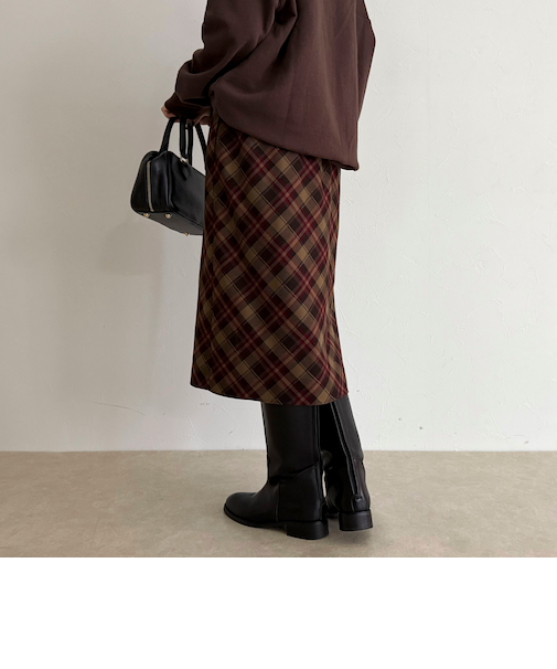 チェックミディスカート