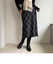 チェックミディスカート