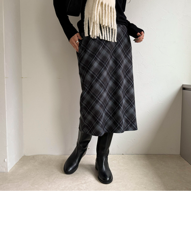 チェックミディスカート