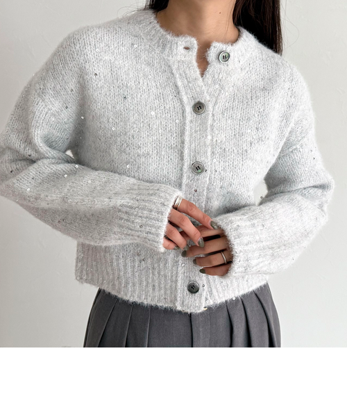 PURU　スパンコール　グレー38 Pauline -Spangle cloth Silver mix スパンコールクロス シルバー