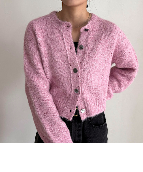 スパンコールニットカーディガン