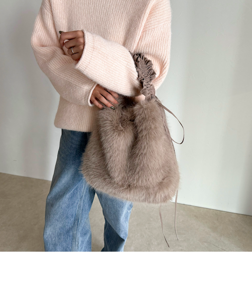 ギャザーハンドルエコファーショルダーバッグ