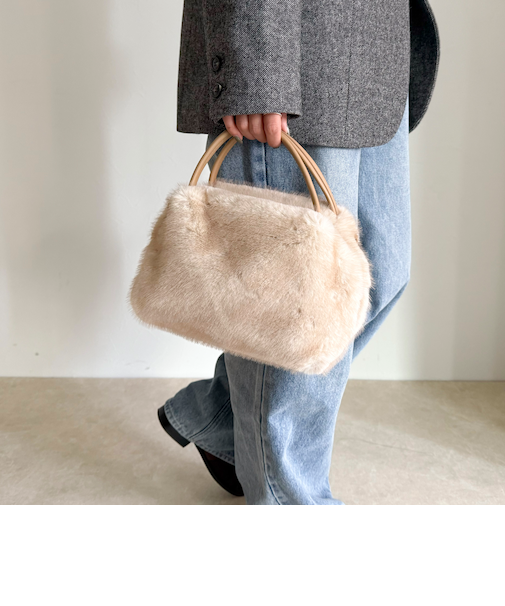 ミンク風2WAYボックストートバッグ