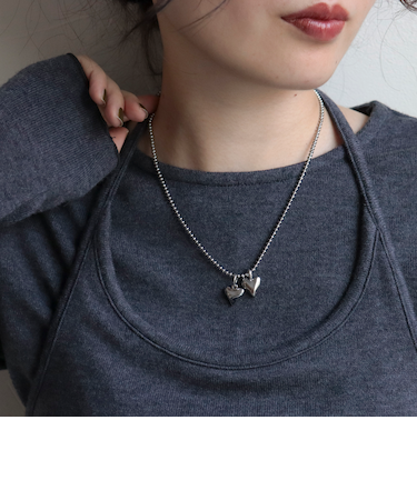 シルバーWハートアジャストネックレス