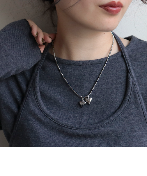 シルバーWハートアジャストネックレス