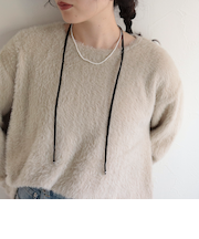 小粒パールリボンネックレス