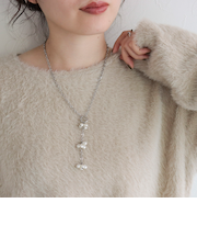 粒パールY字チェーンネックレス