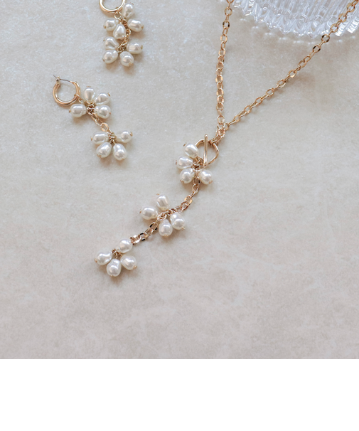 粒パールY字チェーンネックレス