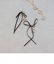 粒パールリボンピアス