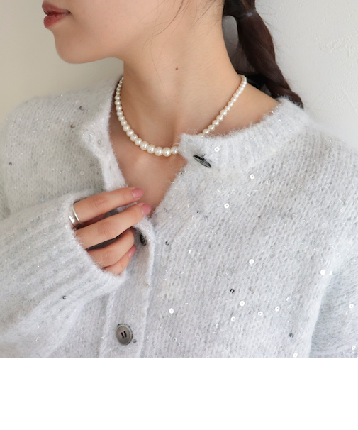 グラデパールリボンネックレス