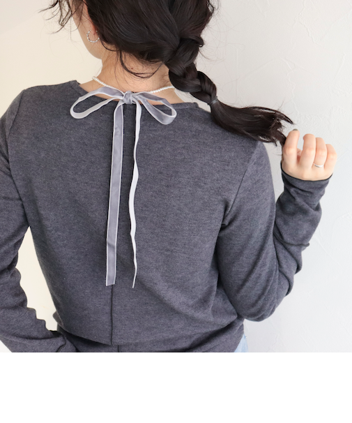 グラデパールリボンネックレス