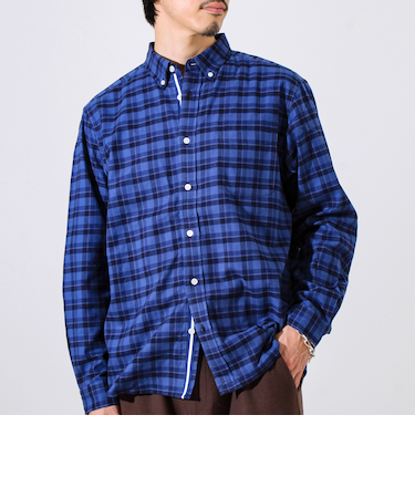 【ビジカジ対応】ニットテープ ボタンダウンネルシャツ