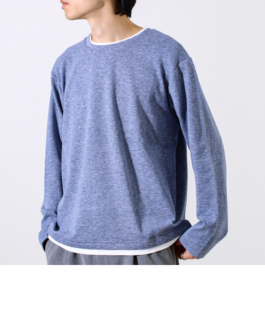 【もちもち素材】ストレッチサカリバ起毛フェイクレイヤードプルオーバー