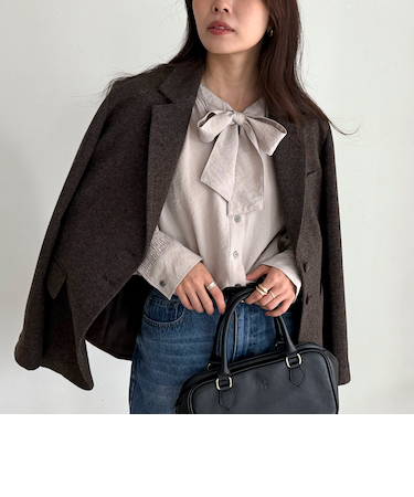 ボウタイギャザーブラウス