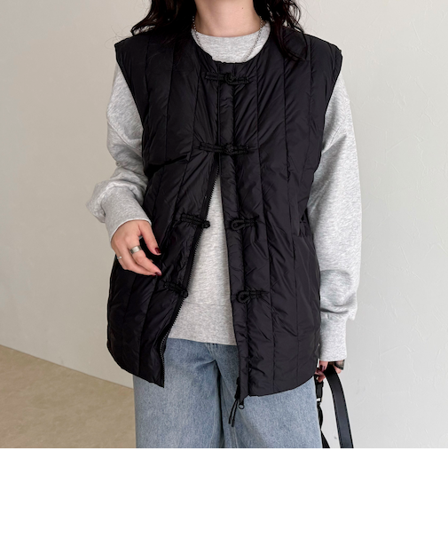 【TAION/タイオン】REVERSIBLE CHINA BUTTON INNER DOWN VEST