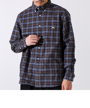 【定番フレブルシリーズ】フレンチブルドッグ刺繍 ボタンダウンネルシャツ