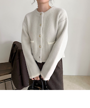 シャギー裏配色ジャケットカーディガン