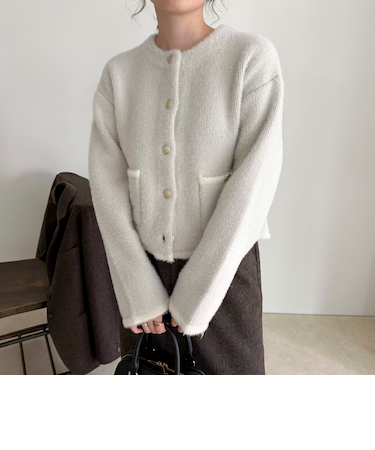 シャギー裏配色ジャケットカーディガン