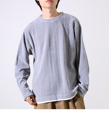 【上品な光沢感】シェニールフェイクレイヤードカットソー