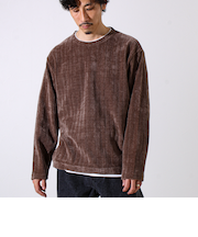 【上品な光沢感】シェニールフェイクレイヤードカットソー