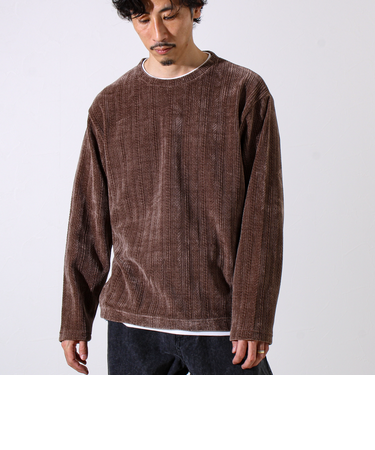 【上品な光沢感】シェニールフェイクレイヤードカットソー