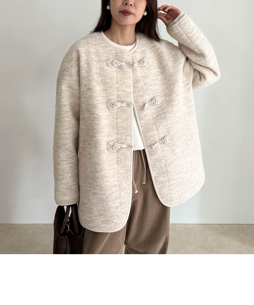 圧縮ニットチャイナコート