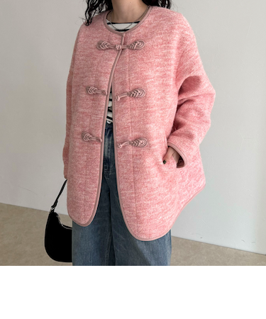 圧縮ニットチャイナコート