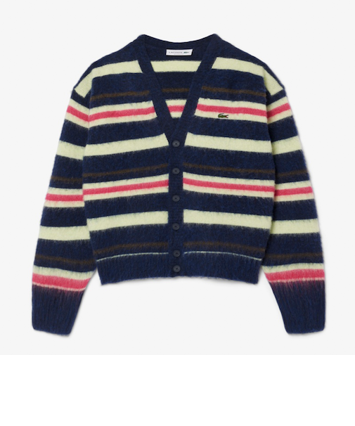 【LACOSTE/ラコステ】アルパカブレンドボーダーニットカーディガン