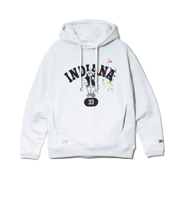 【Duckster/ダックスター】ペンキ飛ばし刺繍×カレッジロゴフーディー