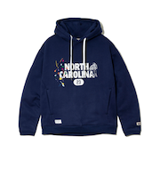 【Duckster/ダックスター】ペンキ飛ばし刺繍×カレッジロゴフーディー