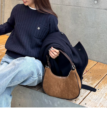 パイピングスエードラウンドワンショルバッグ