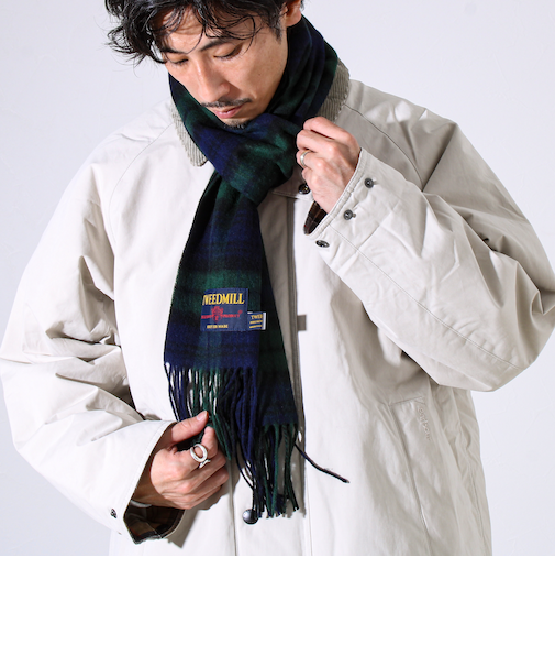 【TWEED MILL/ツイードミル】ウールチェックストール25