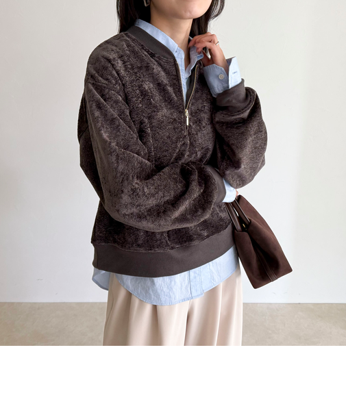 モールニットソーハーフジッププルオーバー