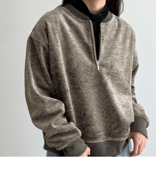 モールニットソーハーフジッププルオーバー