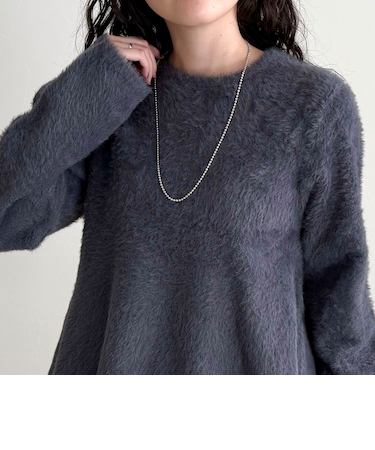 シャギーペプラムニットプルオーバー