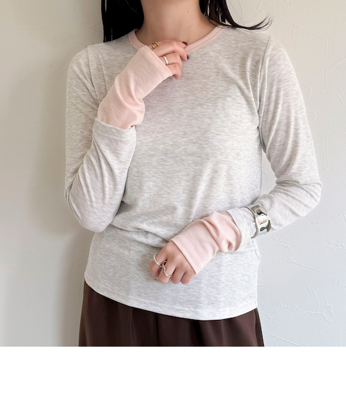 シアーリブレイヤードロンTシャツ