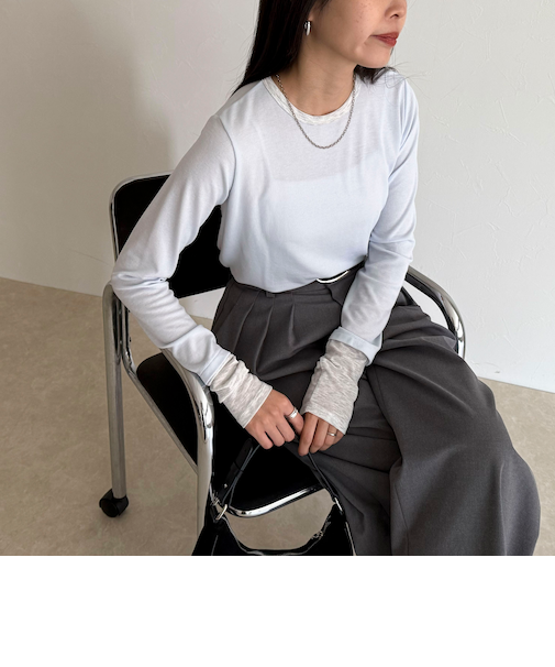 シアーリブレイヤードロンTシャツ