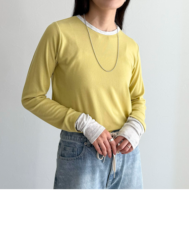 シアーリブレイヤードロンTシャツ