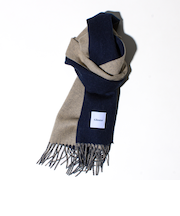 【カシミヤブレンド】ウールリバーシブルソリッドマフラー