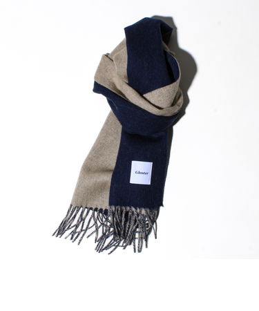 【カシミヤブレンド】ウールリバーシブルソリッドマフラー