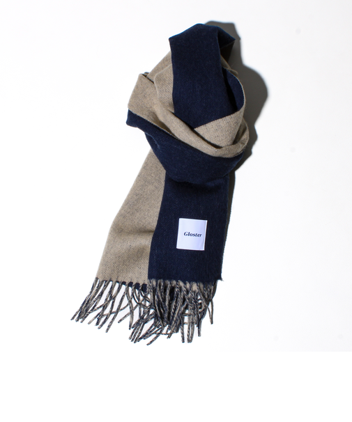 【カシミヤブレンド】ウールリバーシブルソリッドマフラー