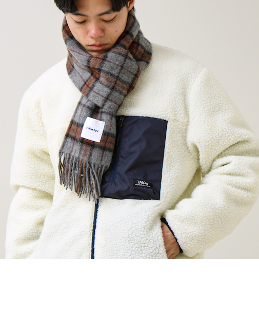 【カシミヤブレンド】ウールリバーシブルチェックマフラー