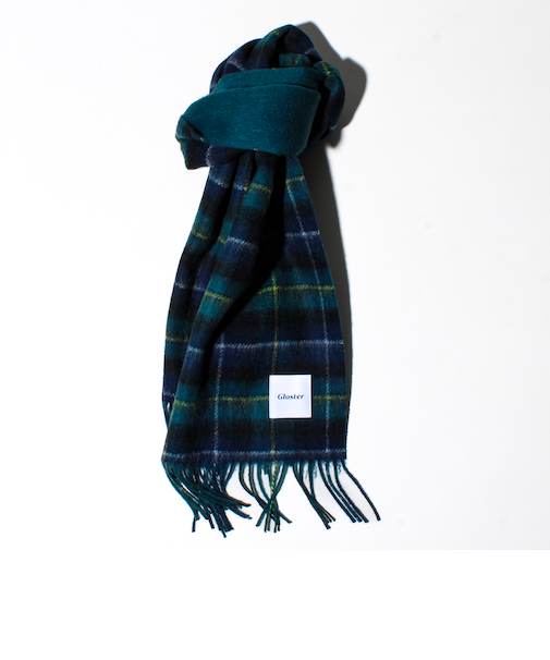 【カシミヤブレンド】ウールリバーシブルチェックマフラー