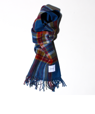 【カシミヤブレンド】ウールリバーシブルチェックマフラー