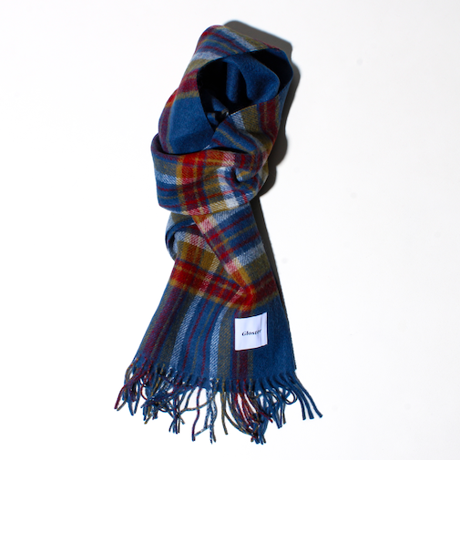 【カシミヤブレンド】ウールリバーシブルチェックマフラー