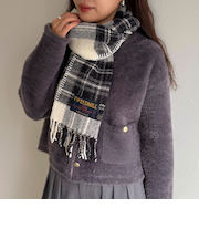 【TWEED MILL/ツイードミル】サイドステッチウールチェックマフラー