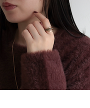 カラーストーンメタルクロスリング