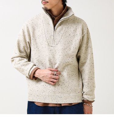 【冬の大人レイヤードに】ネップハーフジッププルオーバー