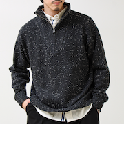 【冬の大人レイヤードに】ネップハーフジッププルオーバー